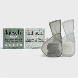 Kitsch Rosemary & Biotin Shampoo Bar Saver Bag and Soap and Conditioner